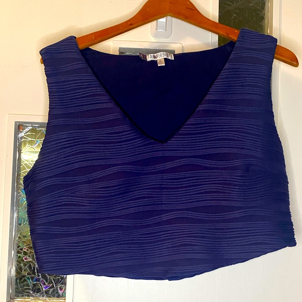 J. Lo Patterned Crop Top Tank Set.  White and Navy Blue Together